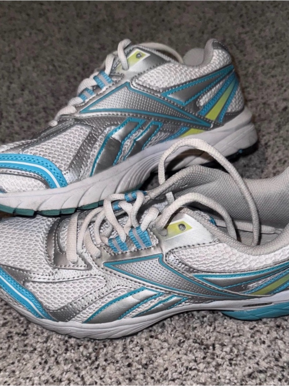 Reebok Women's Silver, Blue & Lime Athletic Sneakers